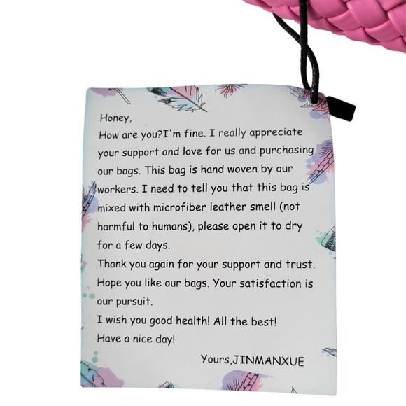 JINMANXUE Vegan Leather Hand-Woven Shoulder Handbag with Matching Cosmetic Case - Picture 10 of 10